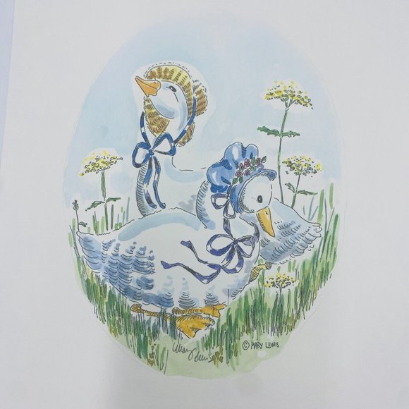 Two Signed Mary Lewis Prints Bunnies and Ducks Set of 2 - Picture 2 of 12